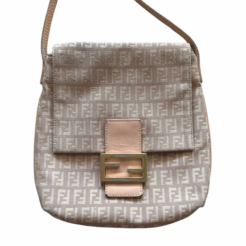 FENDI Zucca FF Monogram Crossbody Baguette Bag